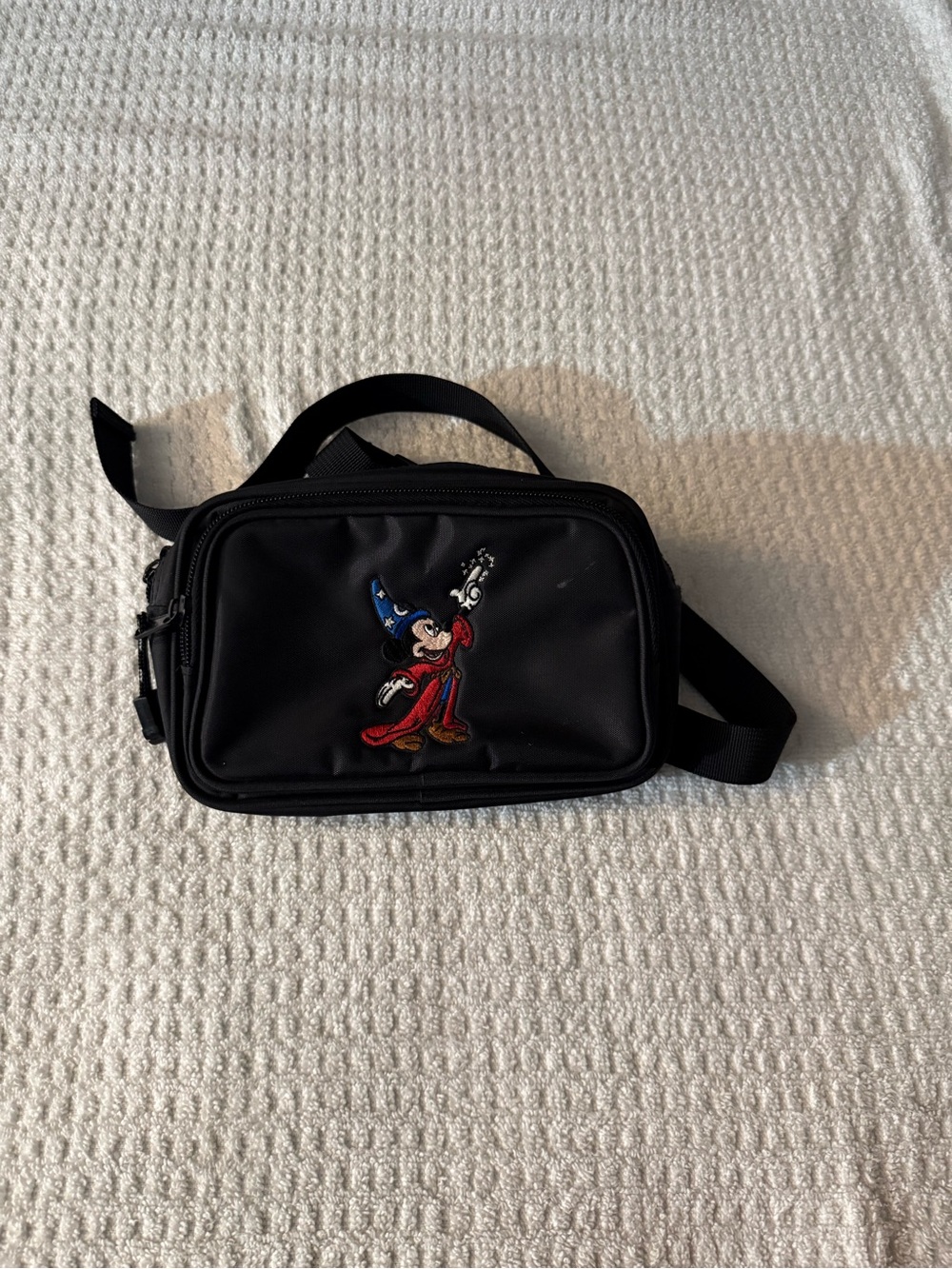 Vintage Mickey Mouse Sorcerer Fantasia Walt Disney World Black Fanny Pack Bag
